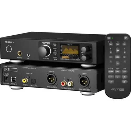 RME Audio ADI-2 DAC FS - Hochwertiger Digital-Analog-Wandler - Kopfhörerverstärker mit hochauflösendem Display, bietet exzellente Klangqualität und vielseitige Anschlussmöglichkeiten für audiophile Ansprüche.