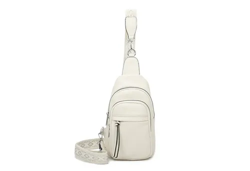 ITALYSHOP24 Schultertasche Damen - Vielseitige Sling-Tasche in Beige - Umhängetasche, Crossover & Rucksack in einem, mit praktischen Fächern für Smartphone und Geldbörse - ideal für den Alltag.