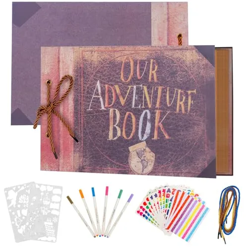 AIOR Fotoalbum zum Selbstgestalten, Adventure Book Fotoalben DIY Scrapbook Album, Fotobuch Album für Reise Gästebuch Hochzeit Geburtstag Jahrestag Weihnachten Geschenk Frauen (A)