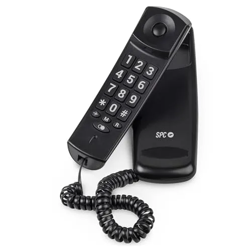 SPC Original Lite 2 – Kompaktes und benutzerfreundliches Festnetztelefon für den Schreibtisch oder die Wand, Signallicht, 10 indirekte Speicherplätze, große Tasten, Wahlwiederholung - Schwarz