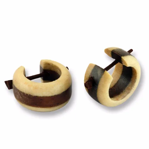 Kleine Holz Ohrringe Goa Creolen Wood Piercing Style Schmuck ER253