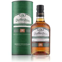Ballechin 10 Jahre - Heavily Peated Scotch Whisky - Whisky mit stark torfigem Aroma, mindestens 50 ppm Phenol, gereift in Ex-Bourbon- und Oloroso Sherryfässern für komplexe Toffee-, Karamell- und Fruchtnoten.