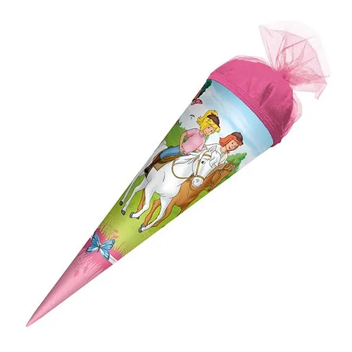 ROTH Schultüte Bibi Tina Pferdefreunde 35 cm - Rund mit Tüllverschluss, hochwertige Zuckertüte für kleine Pferdefreunde und ein tolles Schulanfangsgeschenk