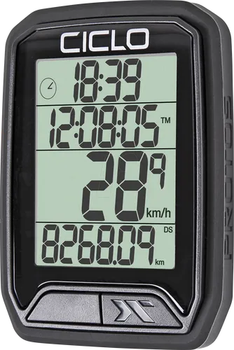 BIKE PROTOS113BK - Multifunktionaler Fahrrad-Computer - Fahrradcomputer mit 13 Funktionen, beleuchtetem Display und individueller Einstellung für Höchst- und Durchschnittsgeschwindigkeit – ideal für präzise Fahrdaten.