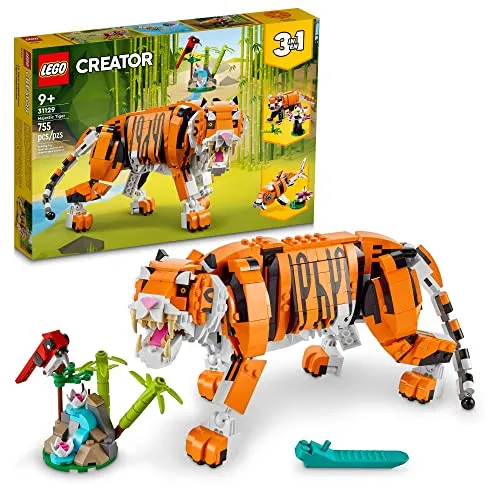 LEGO Creator 3in1 Majestic Tiger 31129 - Bauspielzeugsets mit 755 Teilen, 3 Tierfiguren für kreatives Spielen: beweglicher Tiger, roter Panda und Koi-Fisch. Ideal für Kinder ab 9 Jahren, die ihre Fantasie entfalten möchten.