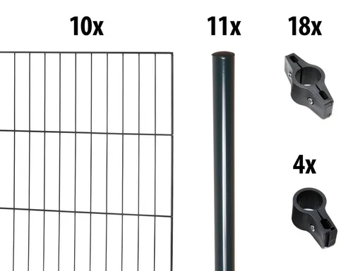 Garden 'n' More Einstabmattenzaun mit Rundpfosten, anthrazit, 75cm x 20m - Stabiler Einstabmattenzaun mit 11 Rundpfosten, ideal für Garten- und Grundstücksbegrenzung. Robustes Material in anthrazit, sorgt für eine langlebige Nutzung und ansprechendes Design.