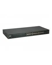 LevelOne Switch Smart 24 x 10/100/1000 PoE+ + 2 x Gigabit SFP an Rack montierbar 370 W (GEP-2652)