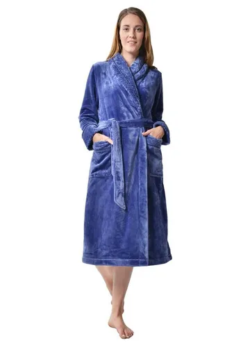 RAIKOU Bademantel Homewear / Morgenmantel /Saunamantel / Hausmantel für Damen, Polyester, Gütel, aus luxuriösem Flausch Coral Fleece