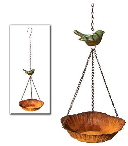 DENK Vogelfutterstation Zum Aufhängen Metall 70185 Futterstation Hängend Rost Antik Vogelfutterspender