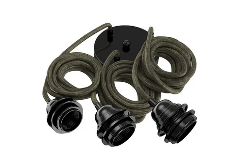 Hoopzi Pendelleuchte Hang 3 Pendelleuchte Textilkabel 3 X E27 Fassung Retro Vintage, ohne Leuchtmittel, Pendelleuchte