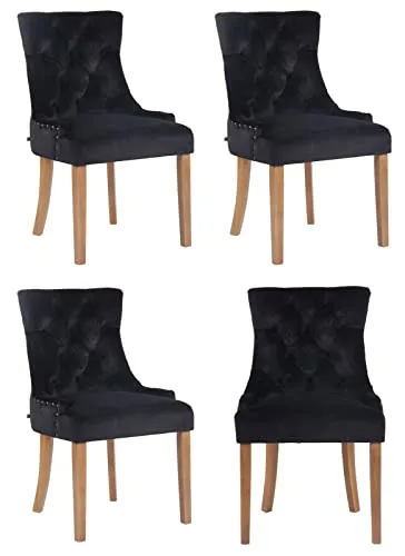 CLP 4er Set Esszimmerstuhl Aberdeen Samt - Hochwertige Polsterung & Edler Samtbezug - Esszimmerstühle mit hoher Sitzkomfort und edlem Samtbezug. Stabil auf Kautschukholzgestell, ideal für stilvolle Esszimmer. Wählen Sie aus 10 Bezugsfarben und 2 Gestellfarben.