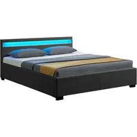 Juskys Polsterbett Lyon 140x200 cm mit Bettkasten - Betten: Stilvolles Polsterbett in grau mit LED Beleuchtung und praktischem Bettkasten für optimalen Stauraum und erholsamen Schlaf.