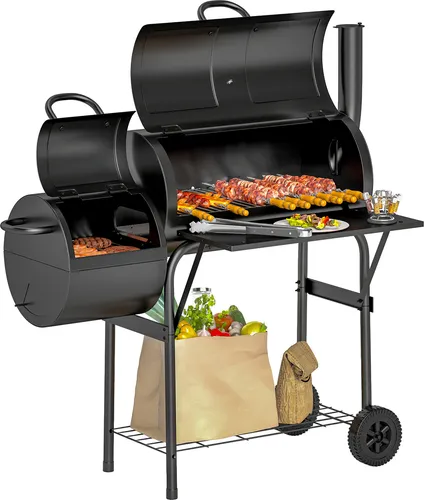 Outsunny Holzkohlegrill BBQ Smoker mit Thermometer