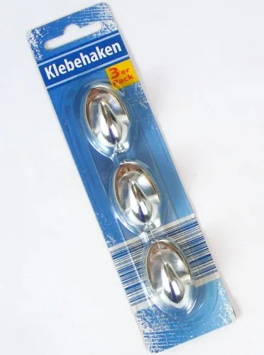Haken chrom, Liliput 4cm, aus Kunststoff, Klebehaken silberfarben selbstklebend 3