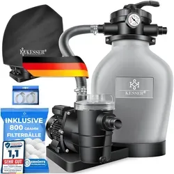 KESSER Sandfilteranlage 700g, grau - Sandfilteranlage für effiziente Wasserfiltration, ersetzt 25kg Sand durch 700g Filterbälle und spart Platz sowie Aufwand.