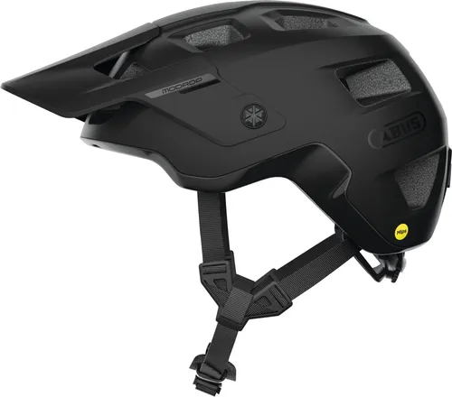 ABUS Unisex Fahrradhelm Velvet Black, M (54-58 cm) - Fahrradhelme: Stylischer MTB-Helm mit MIPS-Technologie für besseren Schutz bei schrägem Aufprall. Ideal für Offroad-Fahrer und individuell anpassbar für Zopf-Träger:innen.