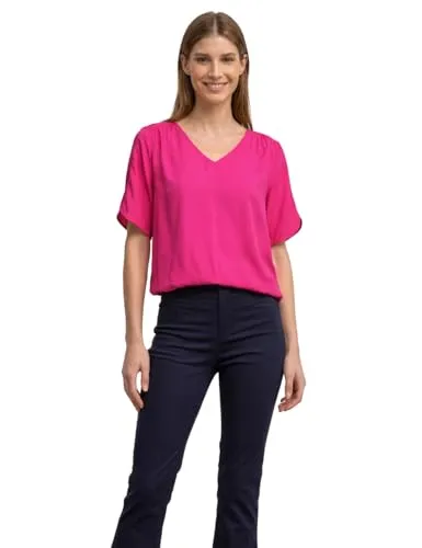 Street One Kurzarm Blusenshirt V-Neck Magenta Dream