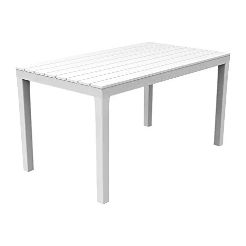 Mojawo Bistrotisch Kunststoff 138x80x72cm - Rechteckiger Balkontisch aus robustem Kunststoff in eleganter Holzoptik, ideal für Garten und Terrasse, platzsparend und leicht zu montieren.