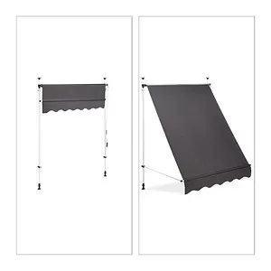 Relaxdays Klemmmarkise Balkon 150 cm - UV-beständig und höhenverstellbar - Markise für Balkon und Terrasse, 150 cm breit, ohne Bohren - schützt vor UV-Strahlung und blendendem Licht, einfach mit Handkurbel höhenverstellbar.