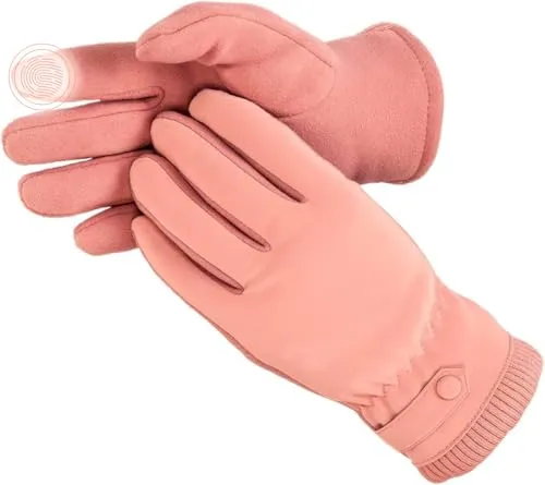 Kingmate Thermo Handschuhe Damen Winter Outdoor Fahrradhandschuhe, Warm Fleece in den Laufhandschuhe mit Touchscreen-Funktion, Farbe: Rosa
