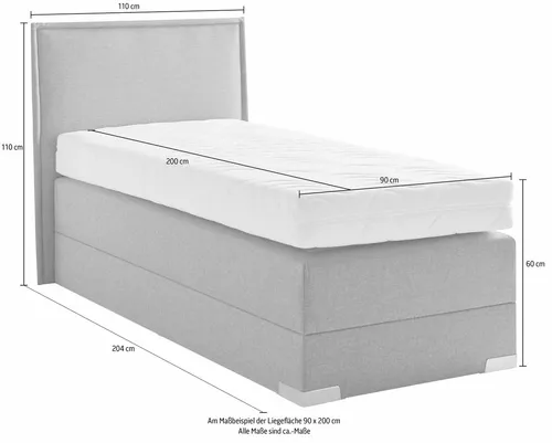 Westfalia Schlafkomfort Boxspringbett - Elegantes Boxspringbett von Westfalia Schlafkomfort mit stilvollem Stehsaum und verchromten Eckelementen. Ideal für erholsame Nächte dank Bonnell-Federkern und wahlweise H2 oder H3 Matratze.