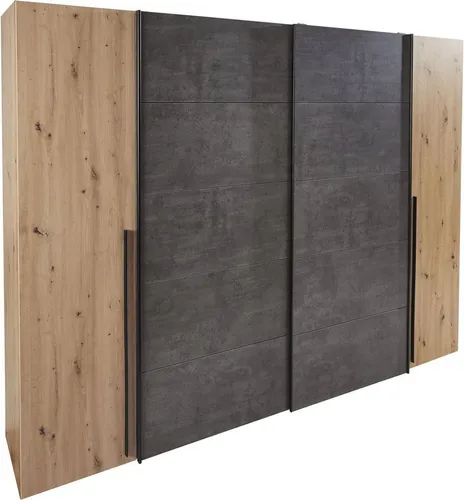 FORTE Dreh- und Schwebetürenschrank Narago - Individuell Gestaltbar - Schränke mit farblich wechselbaren Paneelen, ideal für individuelle Einrichtung. Made in Europe, mit 12 Fächern und 10 Einlegeböden für optimale Stauraumnutzung.