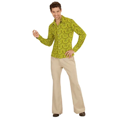 Kultiges Siebziger Jahre Herren Disco-Hemd L/XL - Stylisches grünes Disco-Hemd für Karneval und Fasching, ideal für unvergessliche Partynächte. Aus hochwertigem Polyester, bequem und leicht zu tragen.