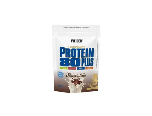 Weider Protein 80 Plus Stracciatella - 500g - Sportnahrung mit hochwertigem Mehr-Komponenten Protein, reich an BCAAs für Muskelaufbau und Regeneration, erhältlich in köstlichem Stracciatella-Geschmack.