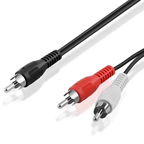 BestPlug 2,5 Meter Y Audio RCA Kabel Adapter Verteiler Splitter Weiche, 1 Cinch Stecker auf 2 L-R Cinch Stecker, Schwarz