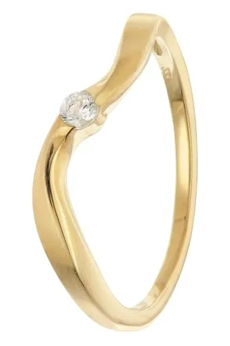 trendor Damenring Gold 333/8K mit Zirkonia zeitloses Schmuckstück für Frauen, elegantes Accessoire und schöne Geschenkidee, 21148-50 Ringgröße 50/15,9