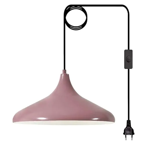 bamyum Champion Hängelampe Lila mit Stecker 35 cm - Lampen - Stilvolle Pendelleuchte in Lila mit 450 cm Kabel und E27 Fassung, ideal für kreative Beleuchtung im Wohn- oder Gastronomiebereich.