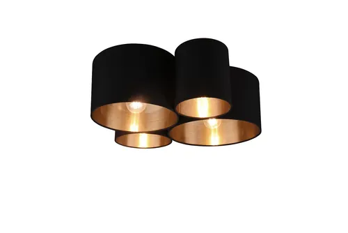 Deckenleuchte E27 schwarz, gold 4-flammig CARLTON - Moderne 4-flammige Deckenlampe in elegantem Schwarz und Gold, ideal für Jugendliche. Verleiht jedem Raum einen stilvollen Akzent und sorgt für eine angenehme Beleuchtung.