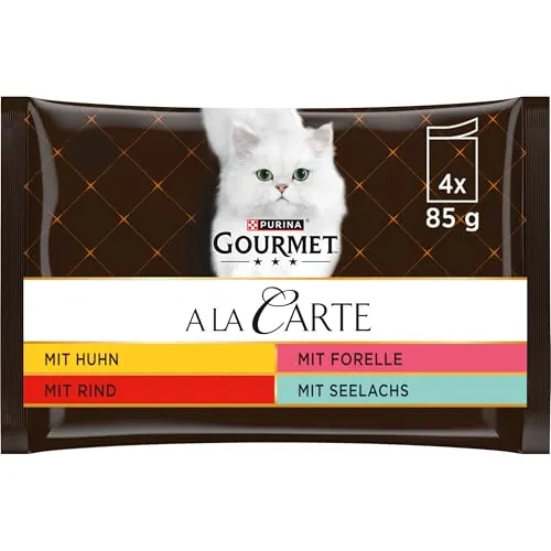 Gourmet A la Carte Katzenfutter nass, Sorten-Mix, 12er Pack (12 x 4 Beutel à 85g)