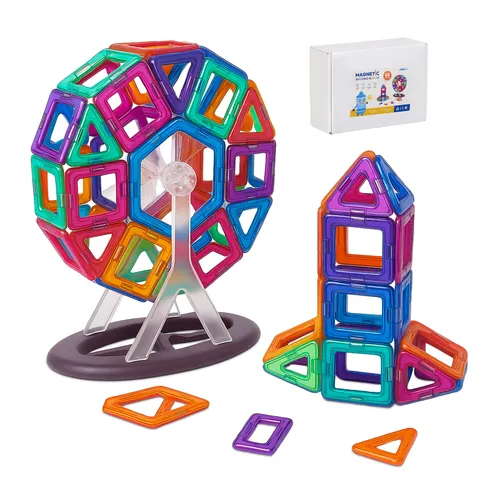relaxdays Magnetbausteine Set für Kinder – 68 Teile - Bunte Magnetbausteine für kreatives Bauen! Fördert spielerisch Motorik, logisches Denken und Vorstellungskraft. Ideal für Zuhause, Kindergarten oder unterwegs. Entdecke endlose Möglichkeiten!