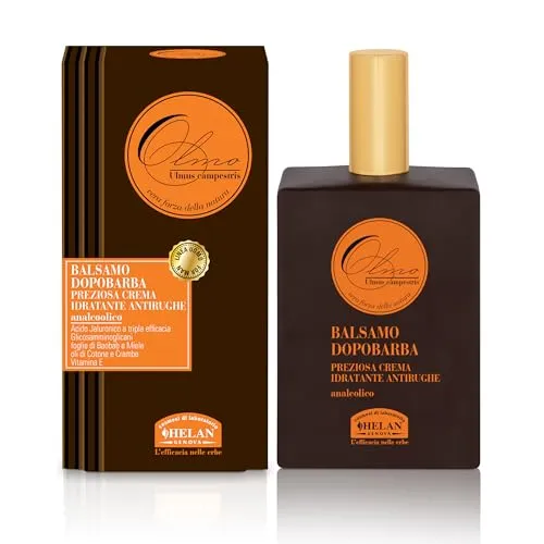 Helan, Olmo, Aftershave-Balsam für Männer, Anti-Falten-Creme mit Hyaluronsäure, Vitamin A und E, Baobab-Blattextrakten sowie Baumwoll- und Krambeölen, 75 ml – Hergestellt in Italien