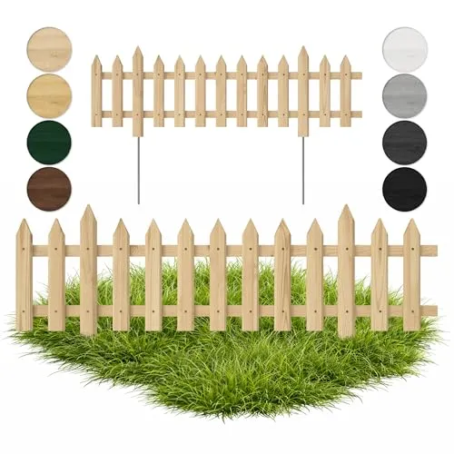 Produktbild Floranica 100 x 40 cm Unbehandelter Gartenzaun mit Metallpfosten