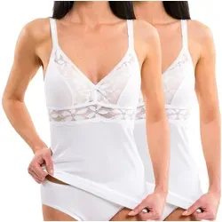 HERMKO Unterhemd 175803830 2er Pack Damen BH-Hemd mit wunderschöner Spitze weiß 36/38 (S)