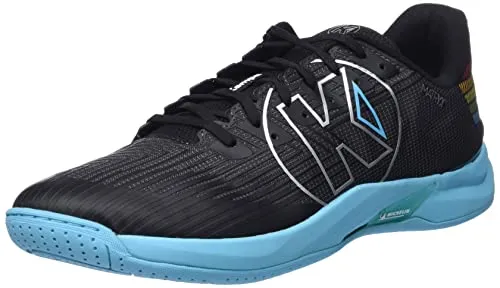 Kempa Unisex Attack Two 2.0 Sneaker Schwarz Regenbogen - Modern gestalteter Handball- und Fitnessschuh mit MICHELIN-Laufsohle für besten Grip. Atmungsaktives MATRYXmesh 2.0 und EVA-Dämpfung sorgen für hohen Tragekomfort und optimale Unterstützung.