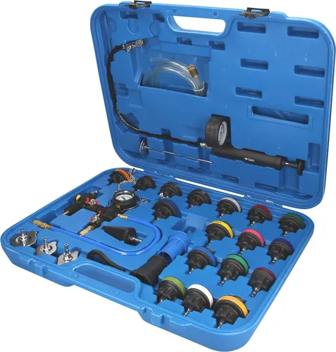 BRILLIANT TOOLS BT521150 Master Kühlsystem-Diagnose-Satz - Kühl- & Wasserpumpenwerkzeuge, 28-teiliges Set zum Abdrücken und Befüllen von Kühlsystemen, ideal für präzise Lecksuche und luftblasenfreies Befüllen.