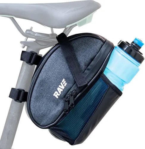 RAVE Fahrradtasche Satteltasche L mit Flaschenhalter ca. 1,5 Liter, Schwarz/Grau - Fahrradtasche