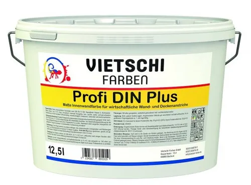 VIETSCHI Profi DIN Plus 12,5L - Hochdeckende Wandfarbe - Möbelfarbe mit Deckkraft Klasse 1, ideal für Wände und Decken, ergiebig bis zu 90m², sorgt für ein makelloses Finish in jedem Raum.