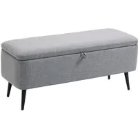 HOMCOM Sitzbank mit Stauraum – Grau, Polsterbank mit Stahlbeinen - Sitzbänke mit verstecktem Stauraum, ideal für Wohnzimmer oder Flur. Elegantes Design in Leinenoptik mit stabilen Stahlbeinen sorgt für Ordnung und Stil in deinem Zuhause.