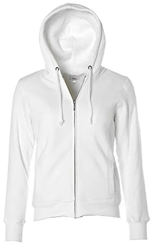 FLASHLIGHTS Damen Sweatjacke Kapuze Hoodie Jacket warm gefüttert Teddyfell Weiß 36/38