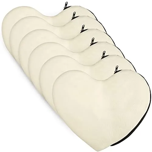 Sealmic Herzförmig Stoffbeutel zum Bemalen, 6 Stück DIY Blanko Kosmetiktasche, Reise Kulturbeutel, Federmäppchen Klein mit Reißverschluss, Schulmäppchen, Mäppchen, Dokumententasche 25 * 20.5 cm