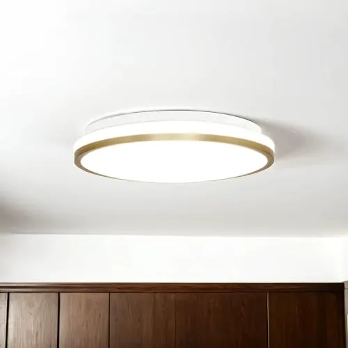 Licht-Erlebnisse LED Deckenleuchte rund, Weiß und Gold - Deckenleuchte in modernem Design, ideal für Küche und Badezimmer. Mit blendarmem, neutralweißem Licht sorgt sie für eine angenehme Atmosphäre und effiziente Beleuchtung.
