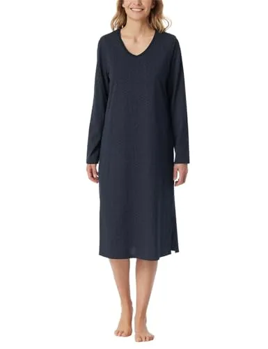 Schiesser Damen Langarm Nachthemd aus weicher Baumwolle - Nachthemden für Damen, floral gemustert und aus weicher Single-Jersey-Qualität für höchsten Komfort und Bewegungsfreiheit.