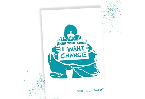 LaserCad Motivschablone BANKSY Streetart für Graffiti, Airbrush, Deko