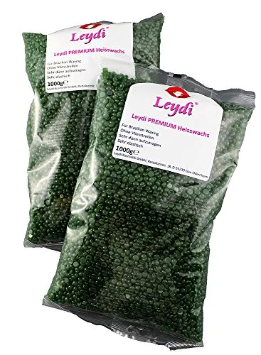 Leydi PREMIUM Heisswax Azulen 3Kg - Brazilian Waxing für empfindliche Haut - Hochwertiges Heisswachs in Perlen für sanfte Haarentfernung. Ideal für Bikiniwaxing, bleibt elastisch und ermöglicht einfaches Arbeiten. Hygienisch verpackt und inklusive Spatelset.