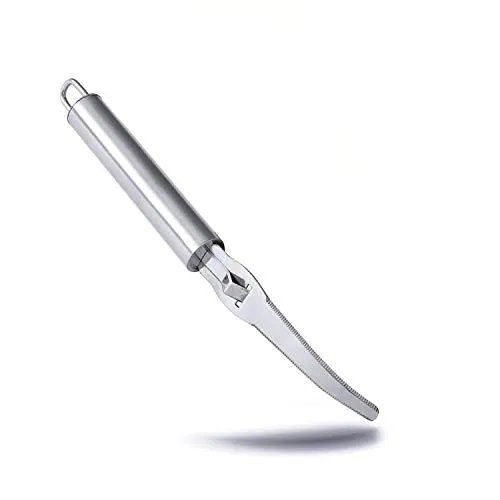 Kerafactum Orangenmesser | Hochwertiges Citrusfruchtmesser mit Ziselierhaken - Schäler für Zitrusfrüchte, aus rostfreiem Edelstahl mit ergonomischem Griff und beidseitiger Säge für müheloses Schälen und Ziselieren.