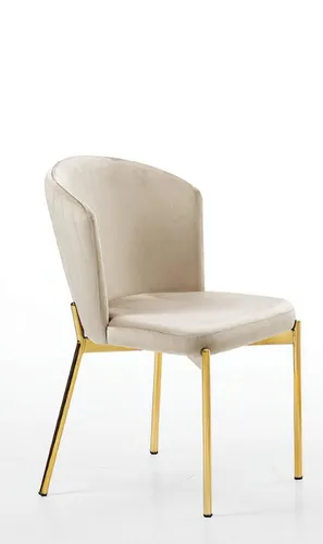Bequemer Polsterstuhl für Esszimmer und Wohnzimmer - Beige mit Edelstahlgestell - Abteilung: Erwachsene, gepolstert und pflegeleicht für hohen Sitzkomfort. Maße: 48 x 44 x 87 cm, ideal für moderne Räume. Gestell aus hochwertigem Edelstahl und Holz.
